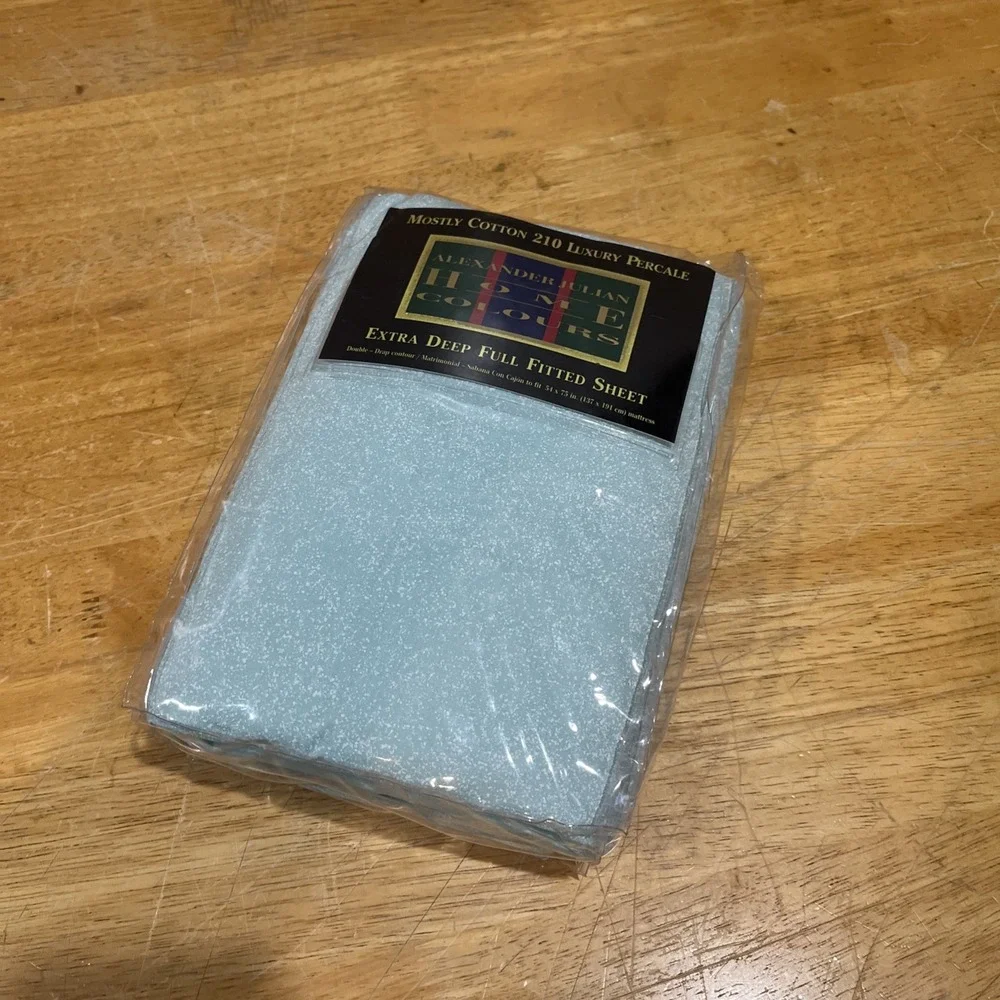 Vtg Dan River Extra Deep Full‎ Fitted Sheet Turquoise Seafoam Percale A. Julian